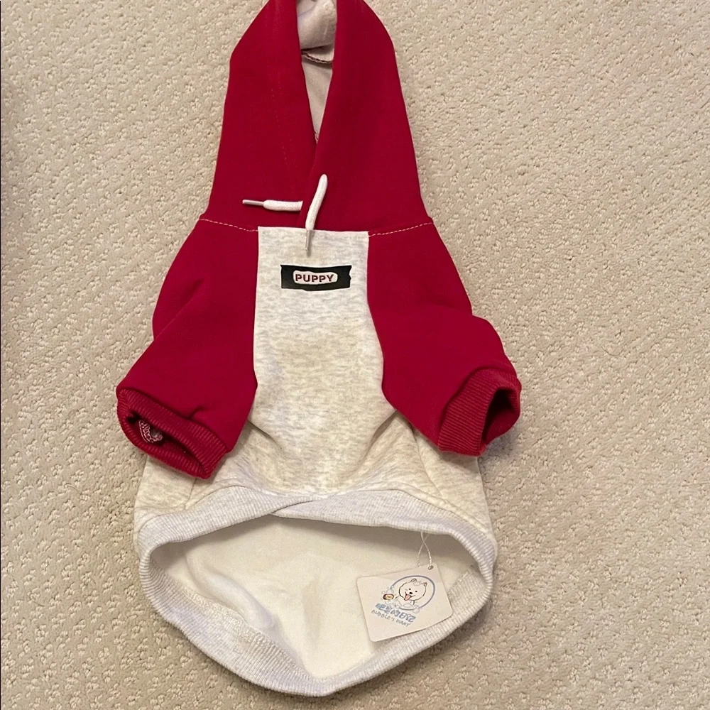 Red and White Dog Hoodie